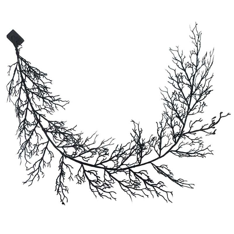 LED Lit Black Glitter Twig Garland, 72" | At Home