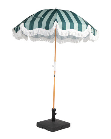6.5ft Crew Striped Holiday Beach Umbrella With Carry Bag | TJ Maxx