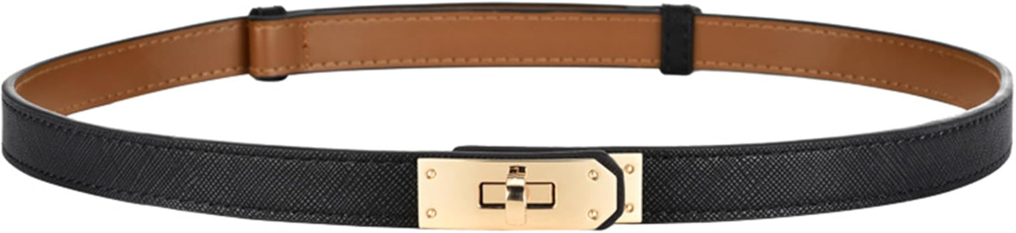 FENLDY Adjustable Thin Belts For Womens Skinny Belts For Dresses Womens Solid Color Alloy Turn Lo... | Amazon (US)