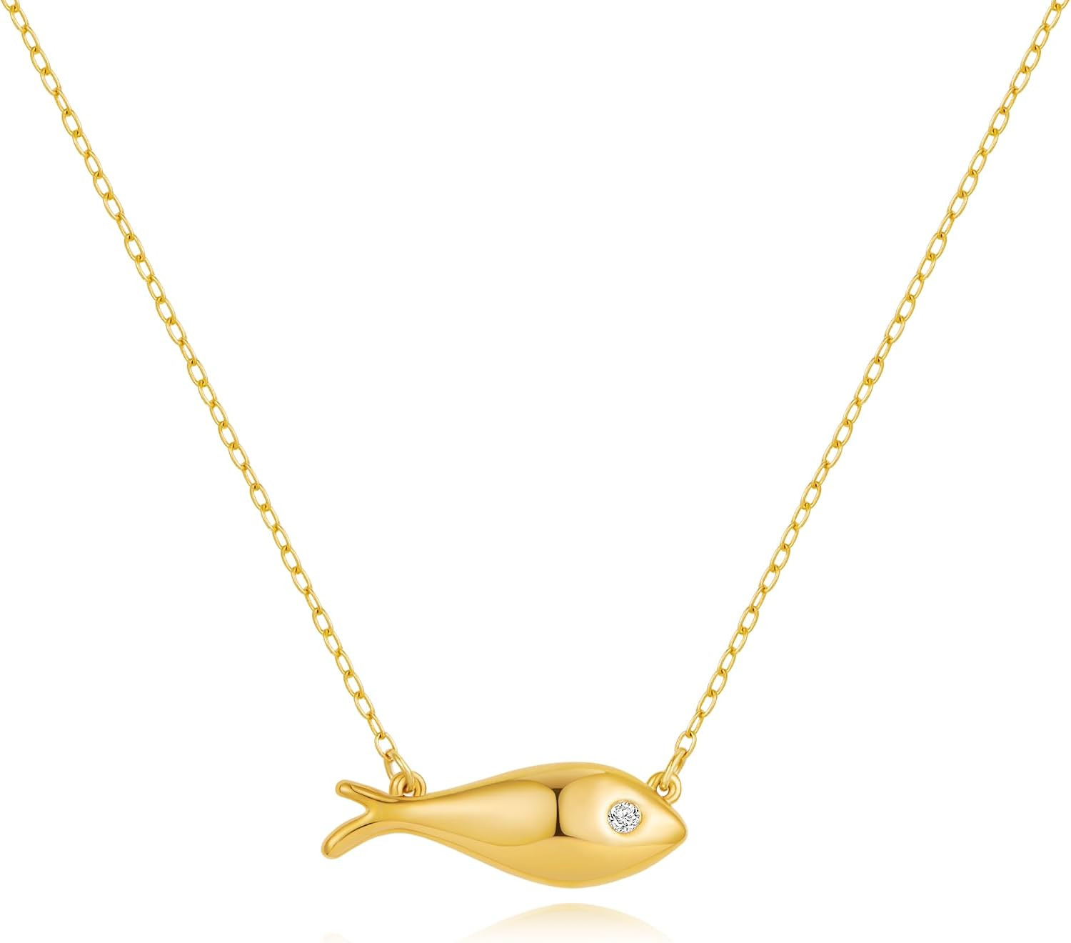 Fish Necklaces for Women Trendy Boho Colorful Beads Necklace with Fish Charms 14K Gold Plated Ocean Pendant Statement Necklace Summer Beach Vacation Jewelry Gifts | Amazon (US)