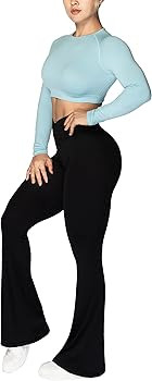 Sunzel Flare Leggings, Crossover Yoga Pants with Tummy Control, High-Waisted and Wide Leg | Amazon (US)