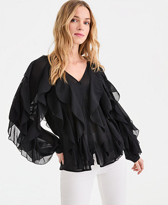 Women's Long-Sleeve Ruffled Blouse, Macy's Exclusive | Macy's