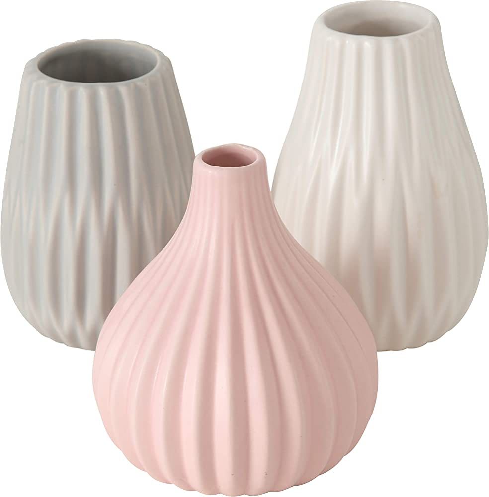 WHW Whole House Worlds Iconic Scandi Baby Vases, Set of 3, Fluted, Color Soaked Ballet Slipper Pi... | Amazon (US)
