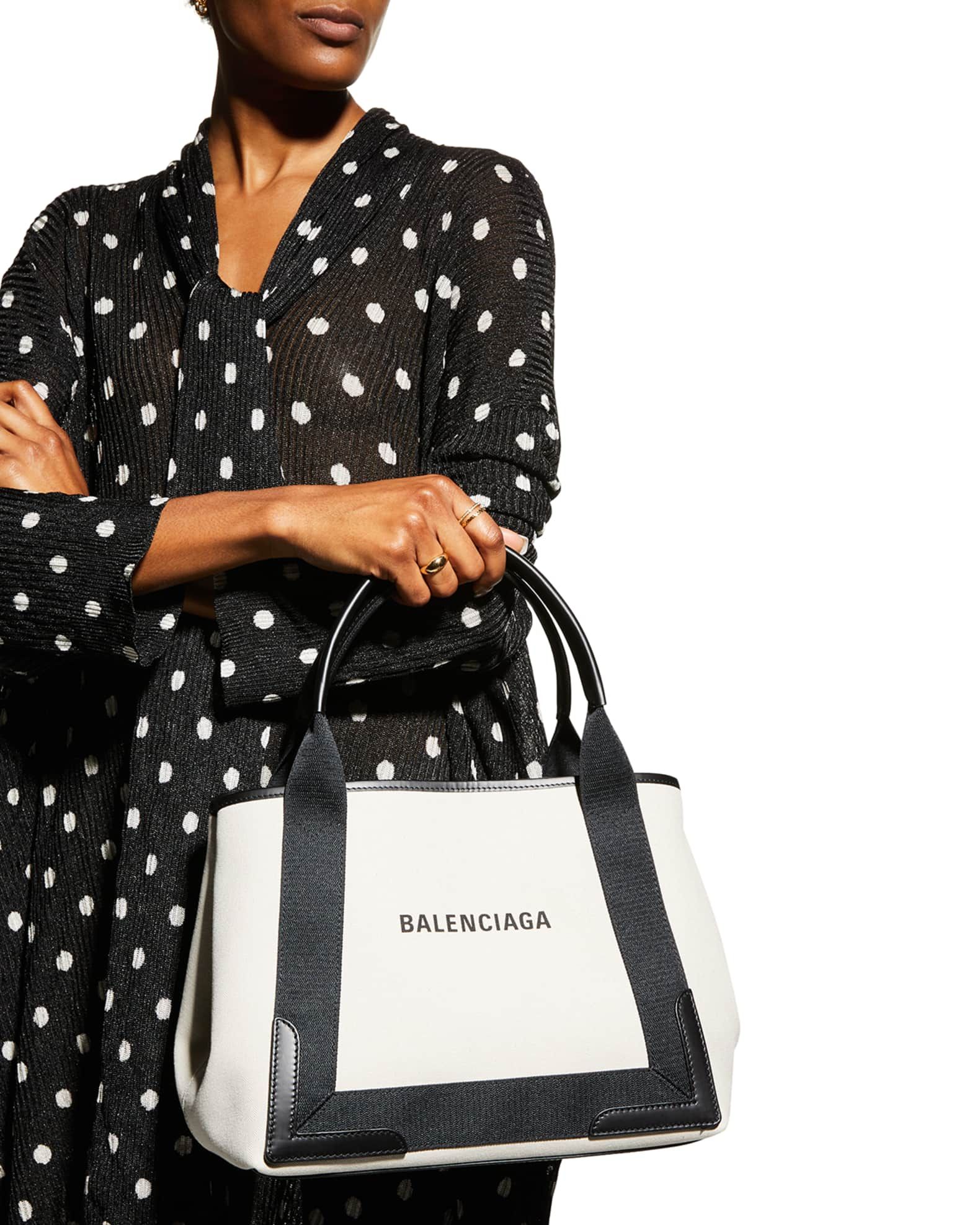 Balenciaga Cabas Logo Canvas & Leather Tote Bag | Neiman Marcus