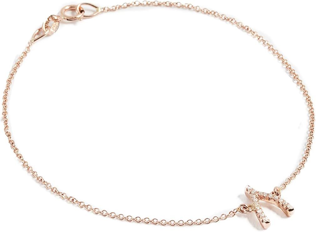 Amazon.com: Jennifer Meyer, 18k Rose Gold Diamond Mini Wishbone Bracelet, Rose Gold, One Size | Amazon (US)