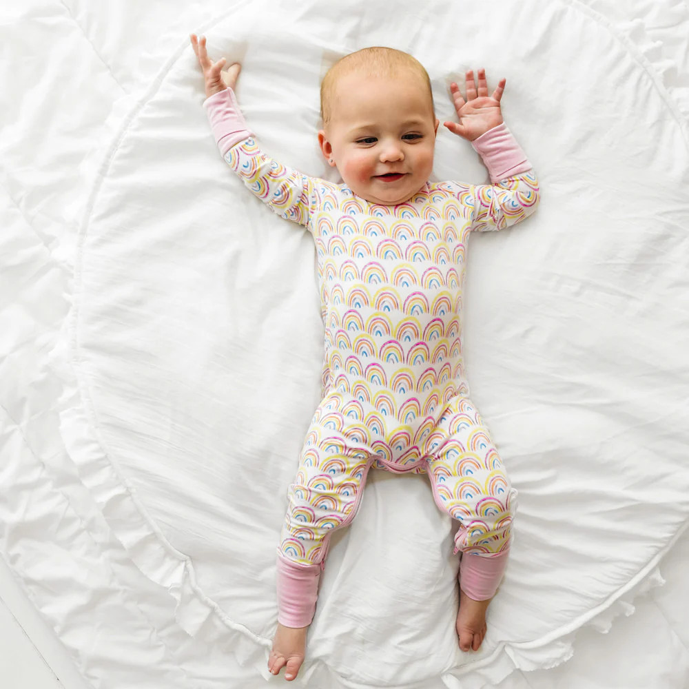 Pastel Rainbows Crescent Zippy | Little Sleepies