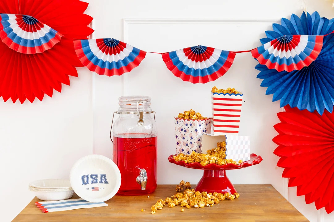 Red White and Blue Fan Paper Bunting Banner | My Mind's Eye
