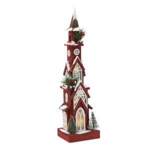 24.25" Frosted Steeple Church Christmas Tabletop Decoration | Christmas Central