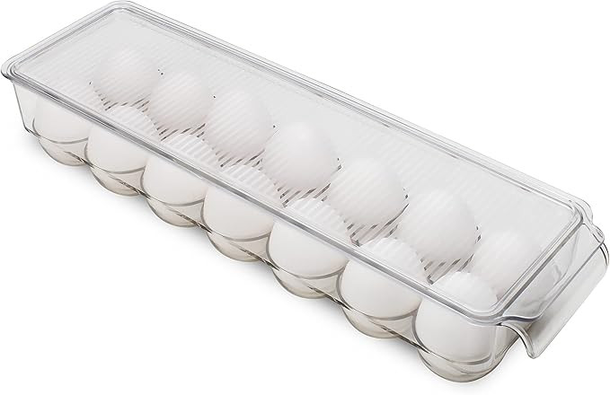 eco Home Plastic Egg Holder BPA Free Fridge Organizer with Removeable Lid Built-in Handles Refrig... | Amazon (US)