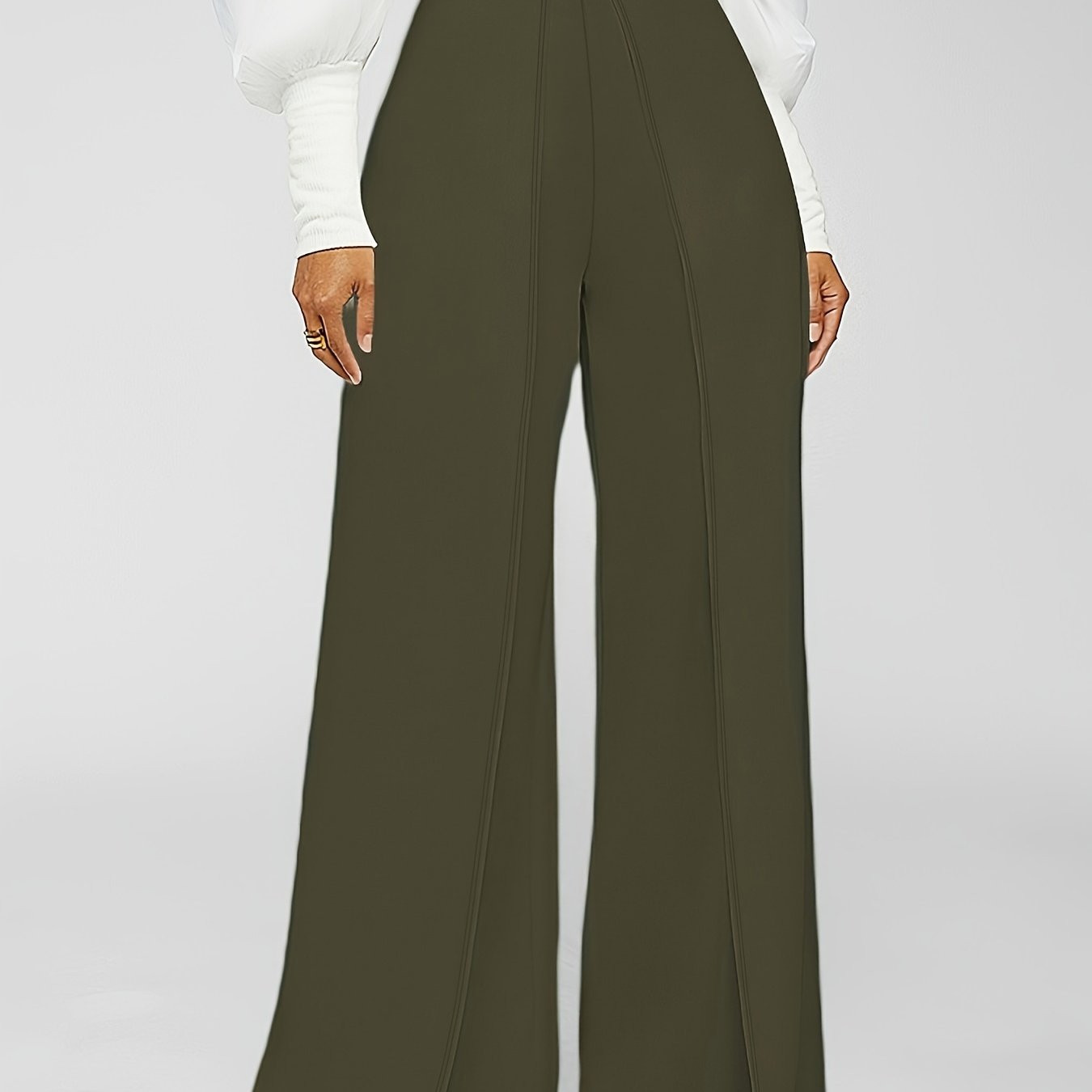 Solid Flared Leg Pants High Waist Loose Pants Casual Every - Temu | Temu Affiliate Program