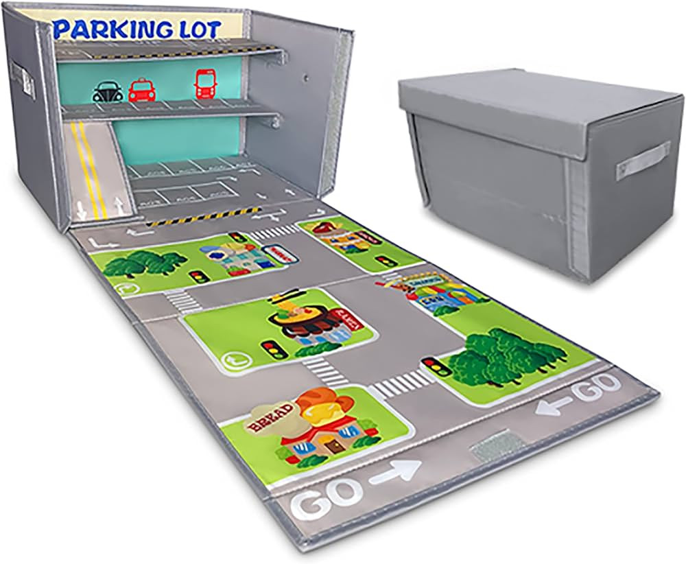 Embrace Play car Toy Garage, Storage case | Rug Play mat, Small Toy Storage, Collapsible Box for ... | Amazon (US)