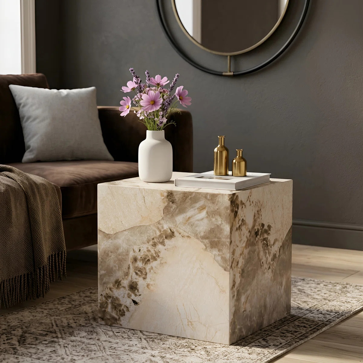 Chiel 15.7'' Tall End Table & MDF Coffee Table With Stylish Texture Design | Wayfair North America