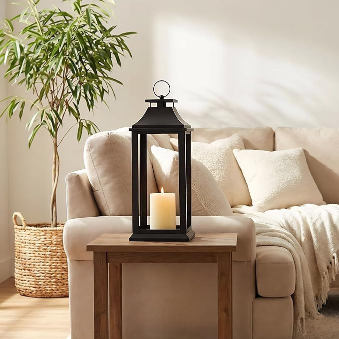 Modern Farmhouse Black Lantern Candle Holder – 18” Hanging Decorative Lantern for Indoor & Ou... | Amazon (US)