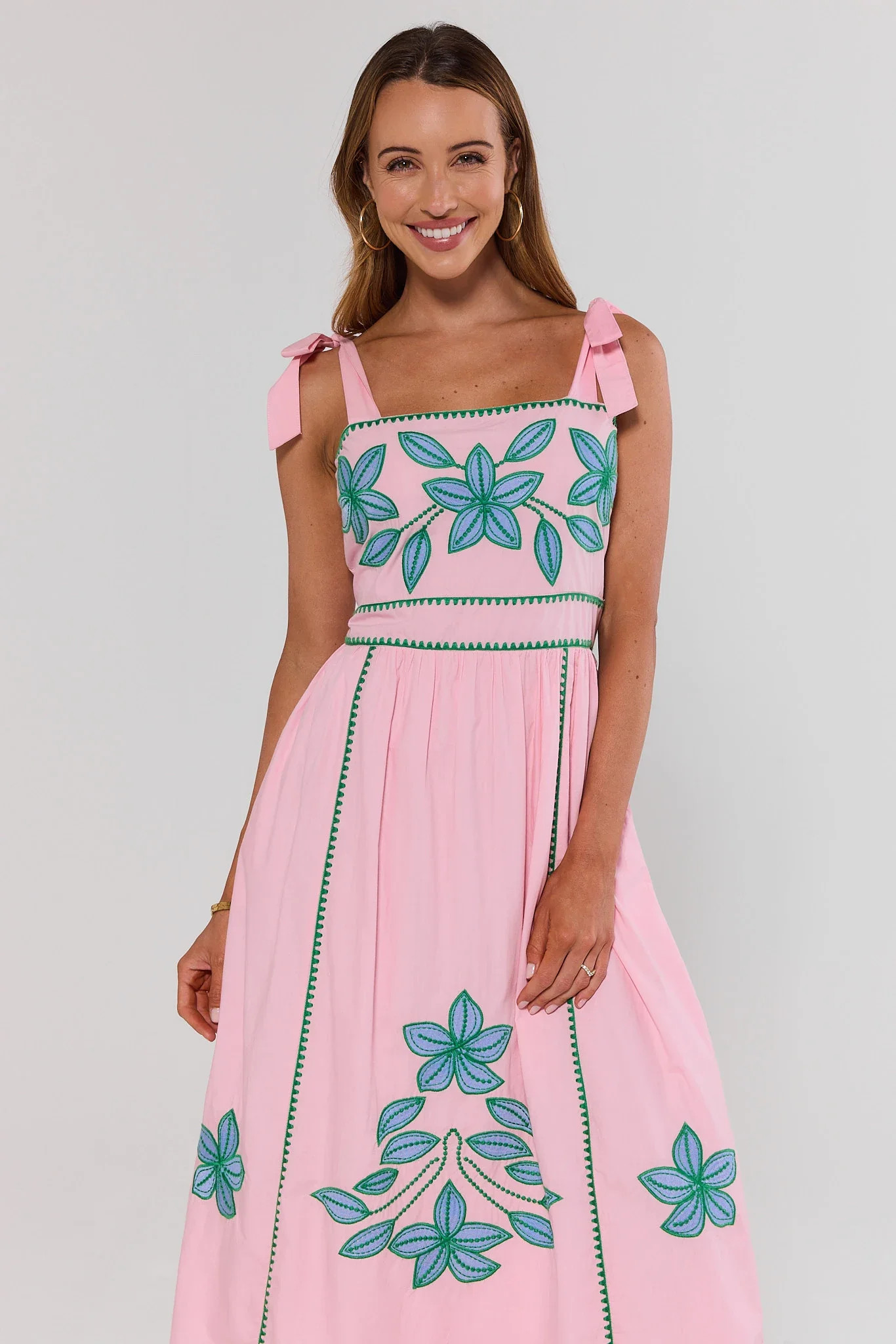 Pink Embroidered Midi Dress by THML | Avara