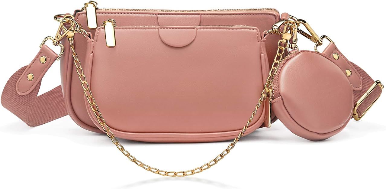 Yaluxe Multipurpose Crossbody Bag for Women Multi Purse PU Leather Zip Handbags with Coin Pouch F... | Amazon (US)
