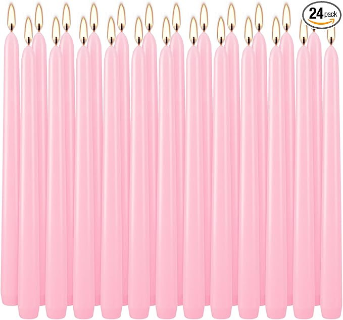 Valentine's Decorations 10 Inch Pink Taper Candles Set of 24, Dripless and Unscented Candle Stick... | Amazon (US)