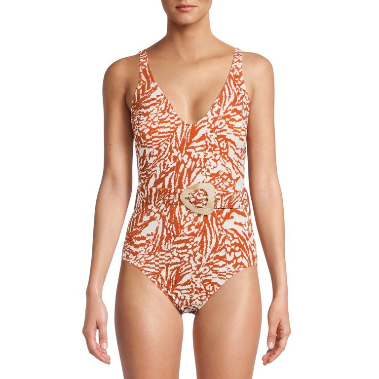 Time and Tru Women's Animal Crinkle One Piece Swimsuit | Walmart (US)
