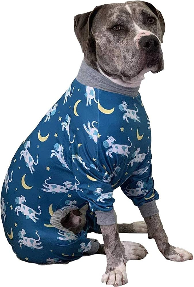 Tooth and Honey Pit Bull Pajamas/Cow Moon Star Print Dog Jumpsuit Onesie Full Coverage Lightweigh... | Amazon (US)