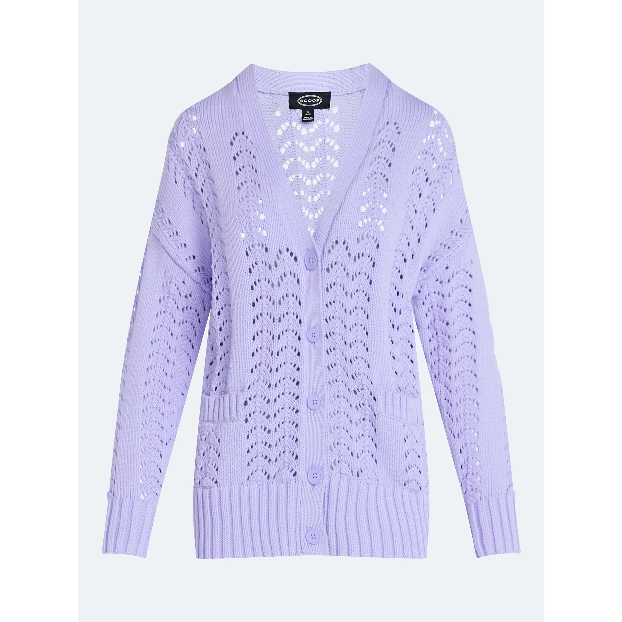 Scoop Women’s V Neck Sweater Cardigan, Midweight, Sizes XS-4X | Walmart (US)