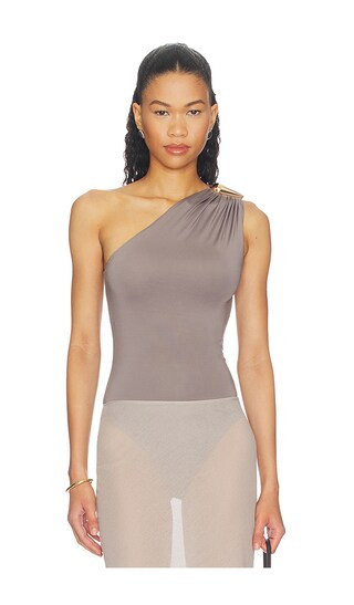 superdown Emely One Shoulder Bodysuit in Grey. - size XL | Revolve Clothing (Global)