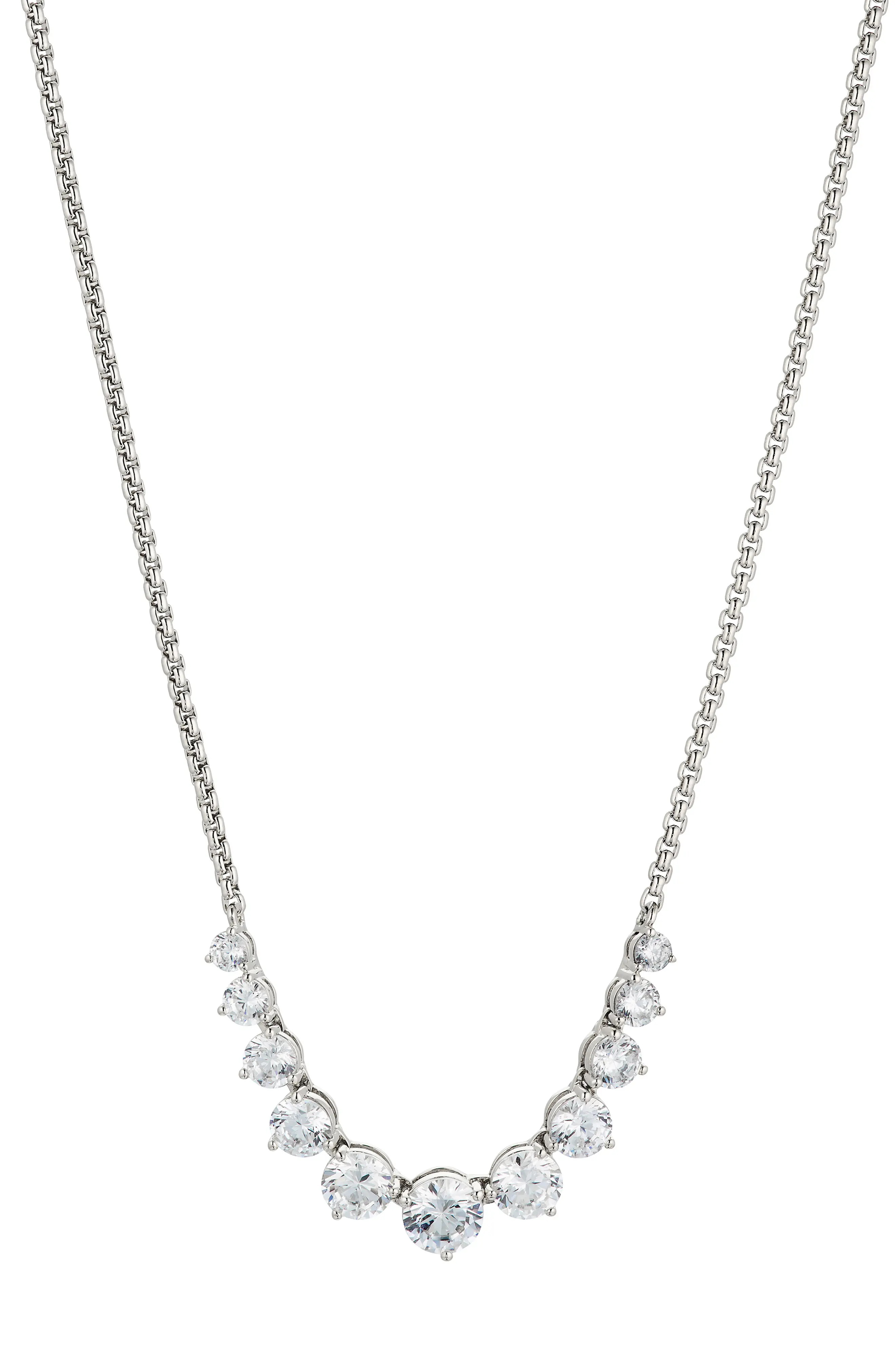 Nadri Perfect Graduated Cubic Zirconia Necklace in Rhodium at Nordstrom | Nordstrom