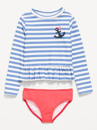 Printed Long-Sleeve Rashguard Swim Top Set for Toddler Girls | Old Navy (US)
