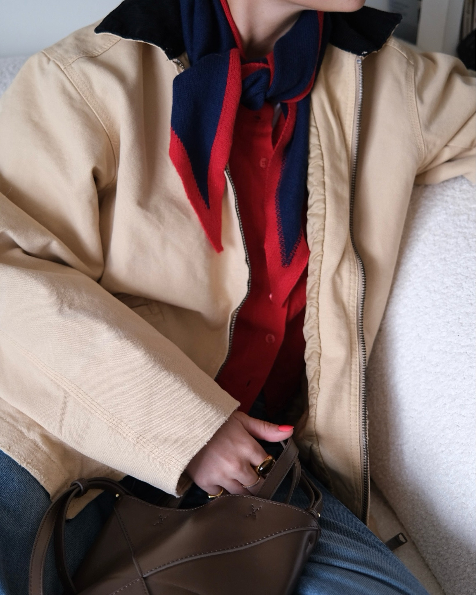 Pop of red
Canvas jacket 

#LTKeurope #LTKautumn #LTKuk