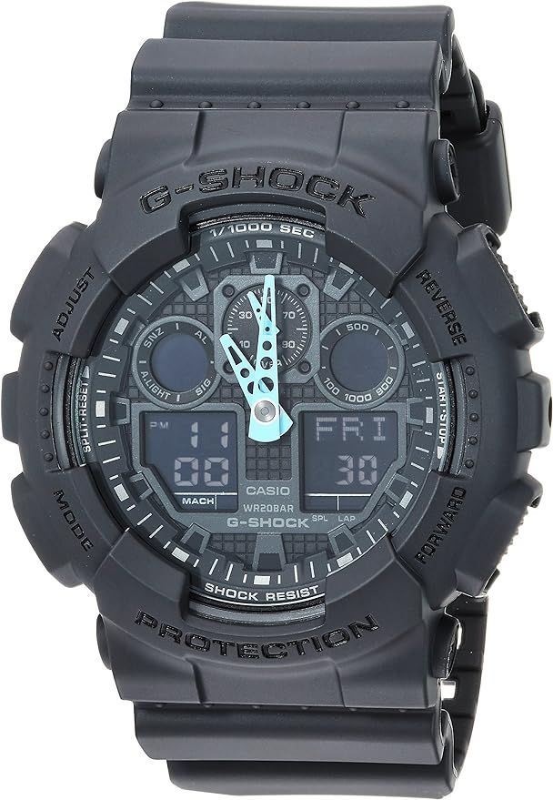 Casio Men's G-Shock Analog-Digital Watch GA-100C-8ACR, Grey/Neon Blue | Amazon (US)