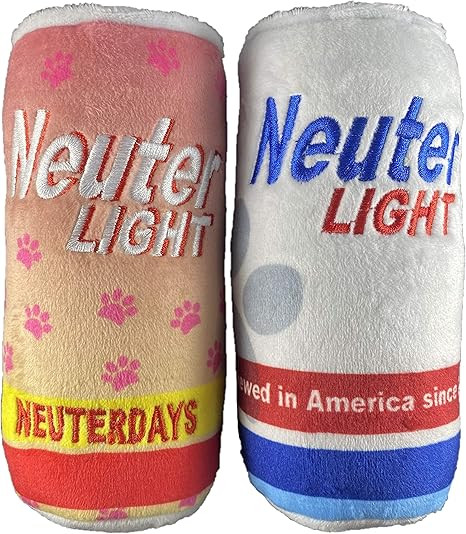 Two Pack Plush Squeaky Dog Toys Funny Drink Parody | Amazon (US)