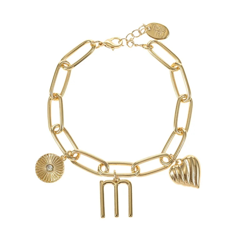Time and Tru Goldtone Initial Charm Bracelet, Initial M - Walmart.com | Walmart (US)