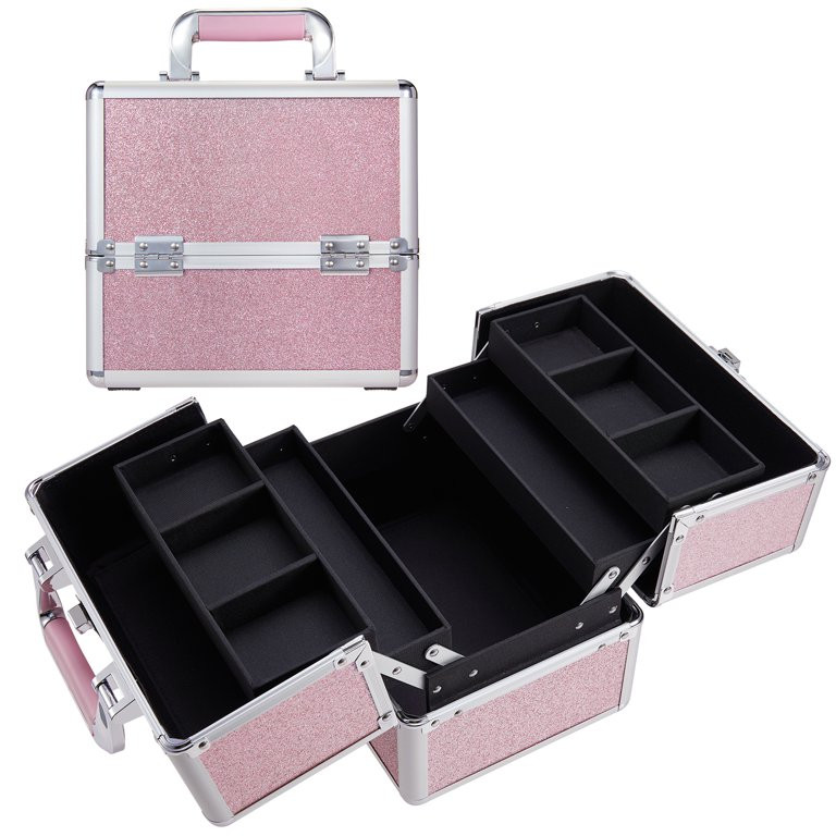 Joligrace Makeup Train Case Travel Cosmetic Box Storage Organizer with Dividers and Locks Jewelry... | Walmart (US)