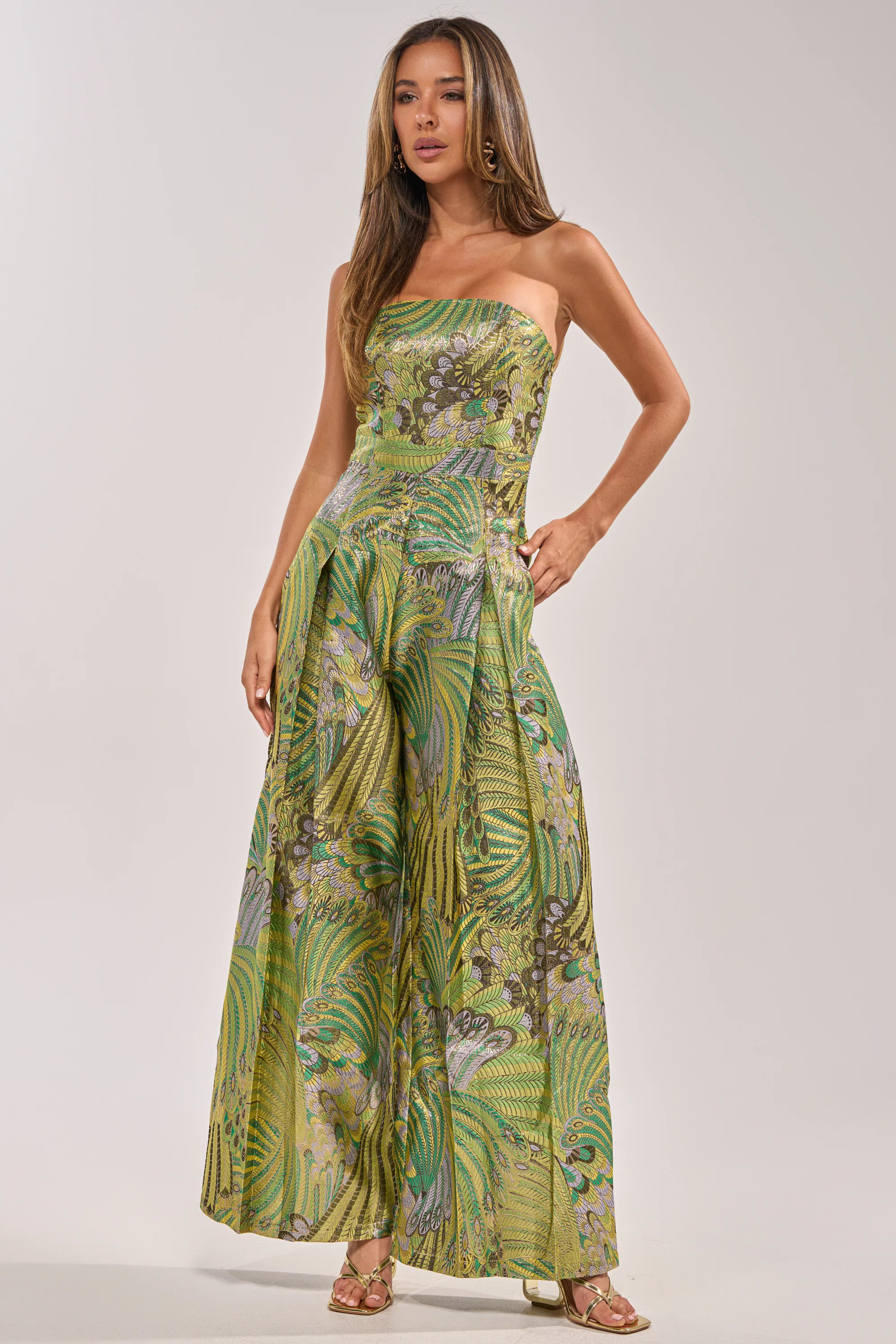 AKIRA No One Like Me Printed Jumpsuit | Green | Size Medium | AKIRA