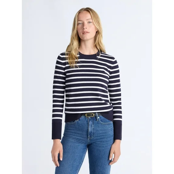 Free Assembly Women's and Women's Plus Cozy Yarn Crewneck Sweater with Long Sleeves. Lightweight,... | Walmart (US)