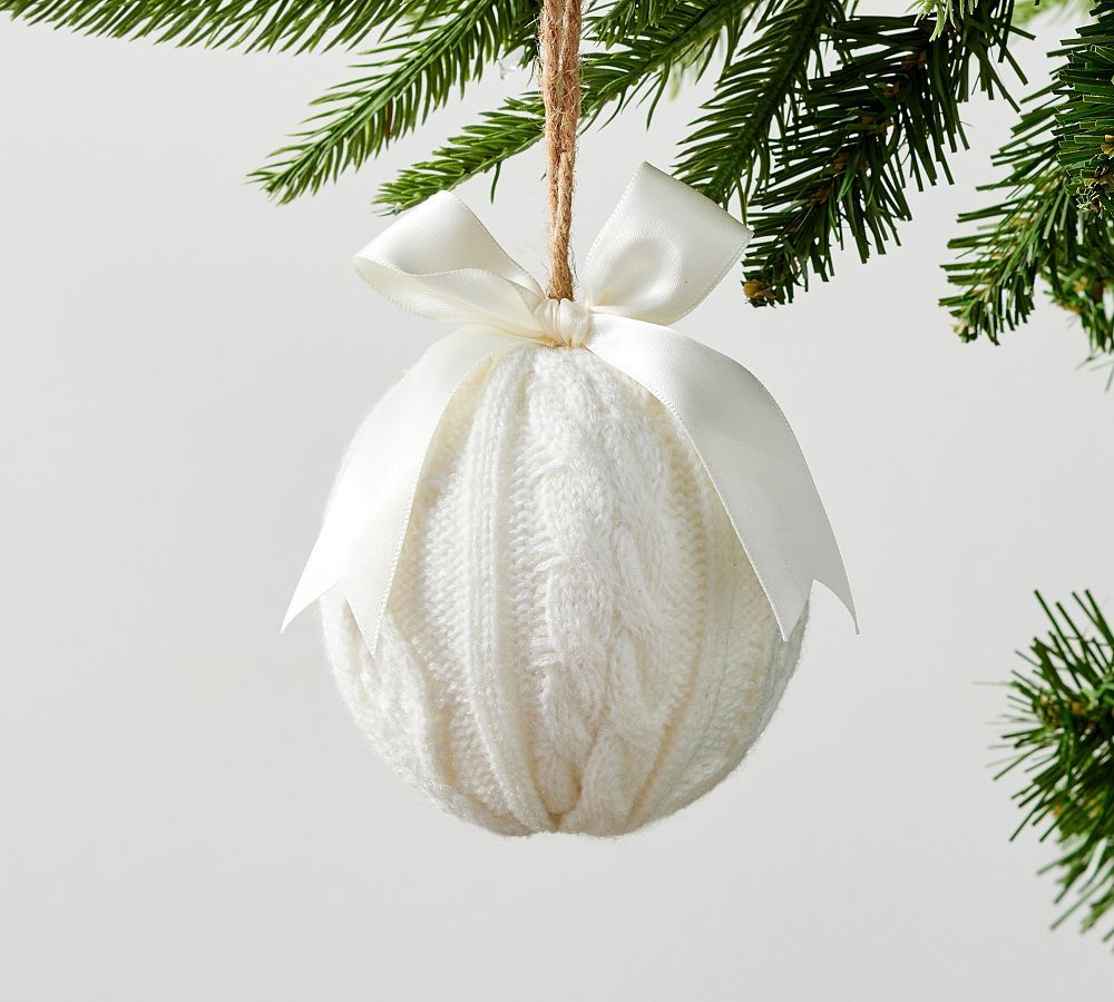 White Fabric Sphere Ornament | Pottery Barn (US)