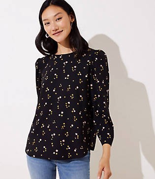 LOFT Blossom Puff Shoulder Blouse | LOFT