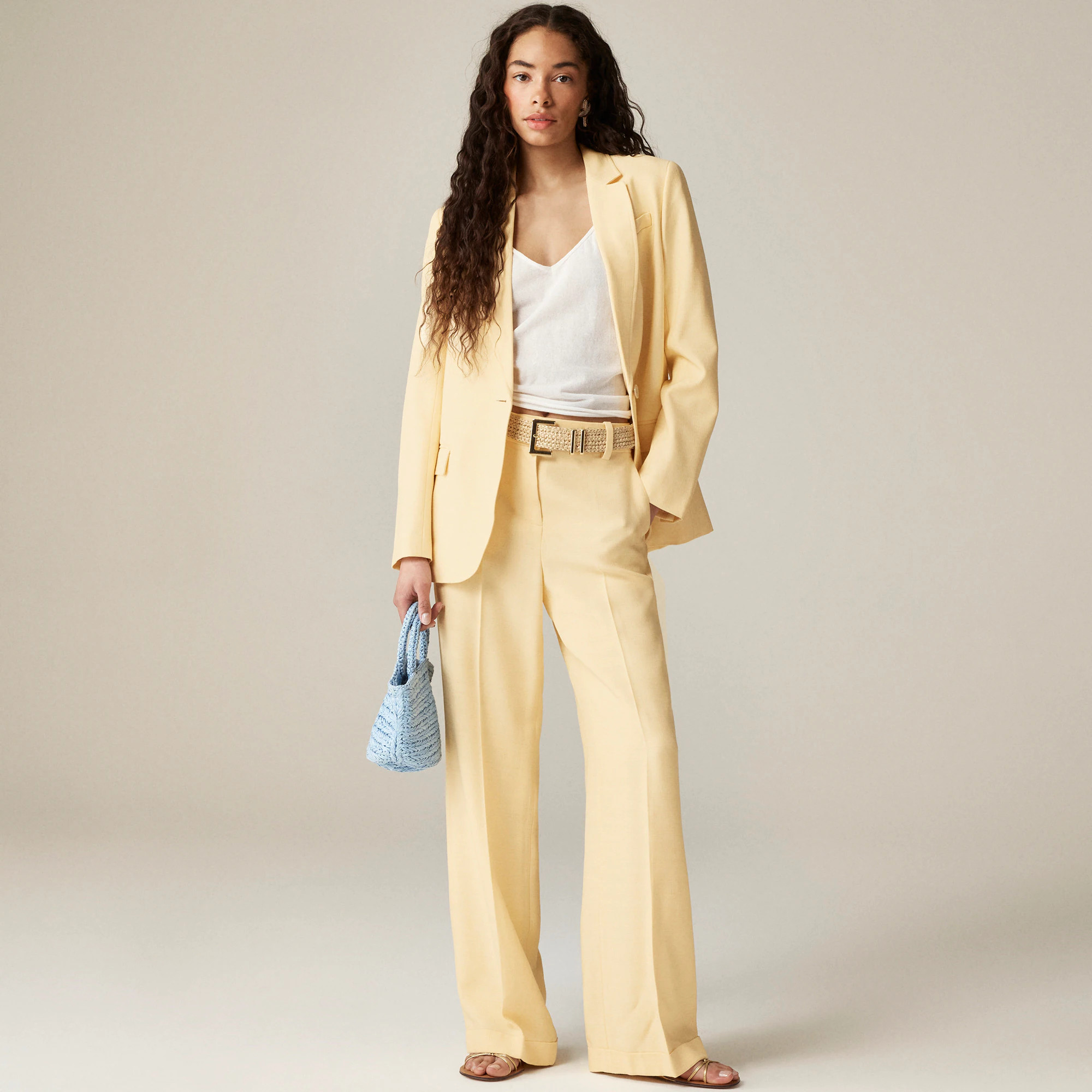 Cuffed wide-leg trouser in luster canvas | J. Crew US