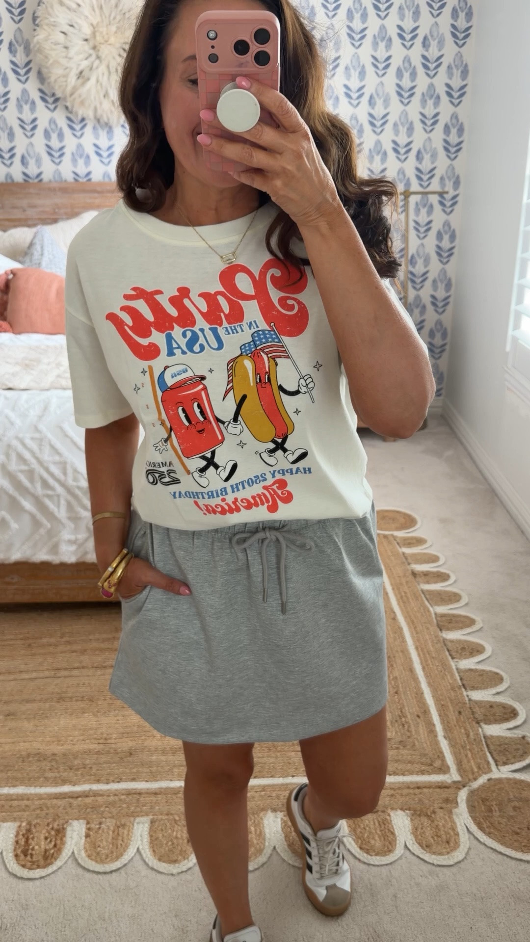 Cutest patriotic graphic tee. Wearing a small. 
Skort has shorts underneath. SUPER soft. Wearing a medium. Tts. Available in xs-4x
.

#LTKootd #LTKmomlife #LTKSeasonal
