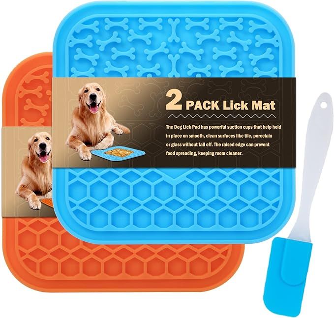 Lick Mat for Dogs Slow Feeder Licking Mat Anxiety Relief Lick Pad with Suction Cups for Peanut Bu... | Amazon (US)