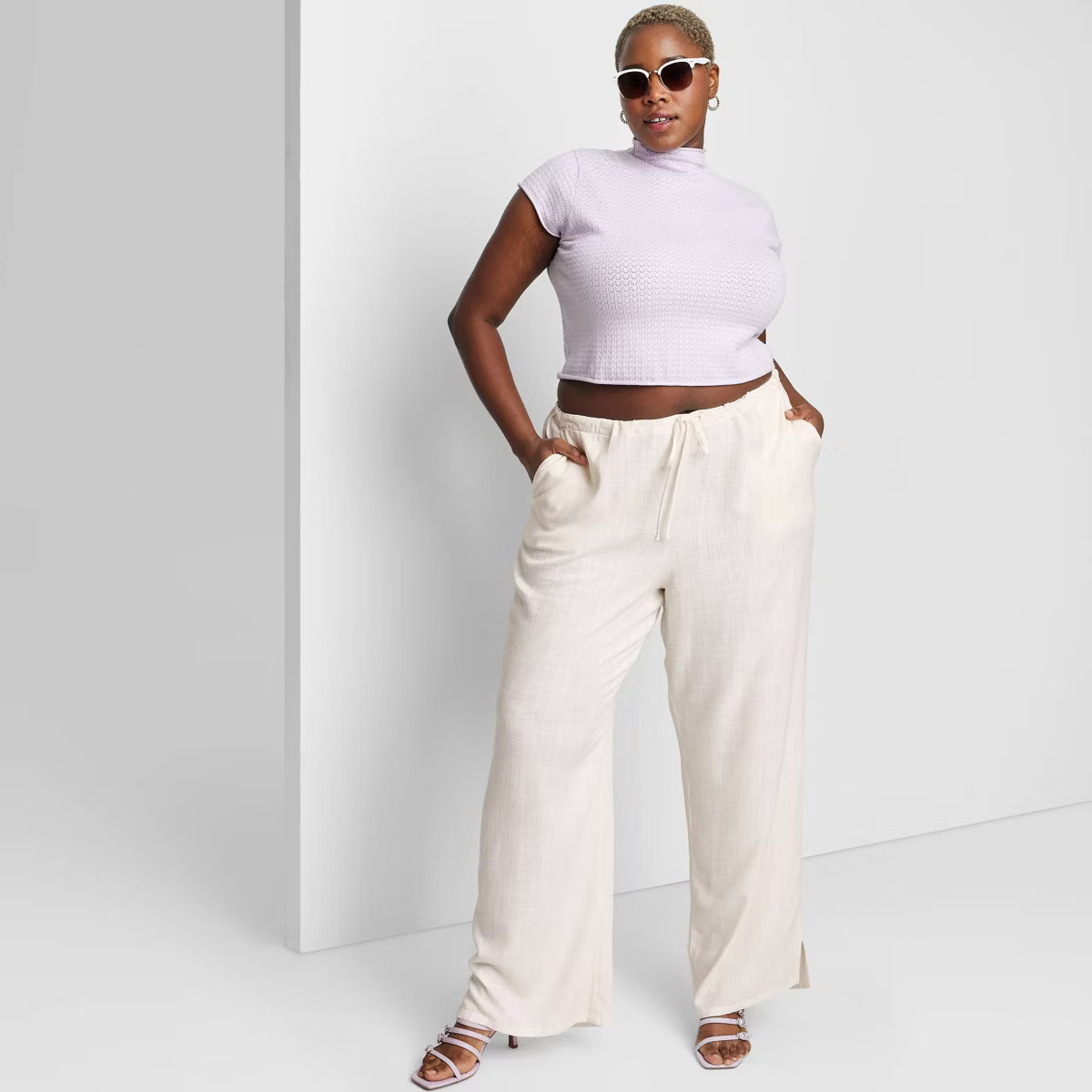 Women's Mid-Rise Wide Leg Relaxed Linen Pants - Wild Fable™ | Target