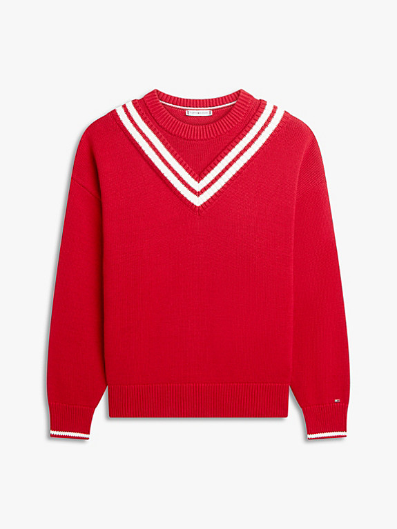 Double Layered Crew Neck Relaxed Cricket Jumper | Tommy Hilfiger UK