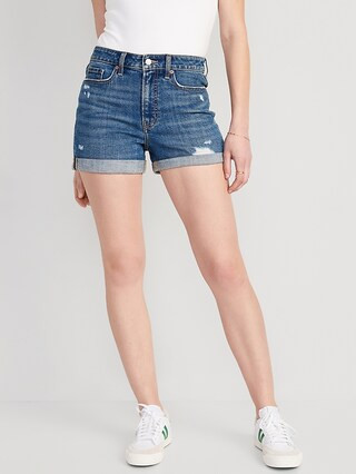 High-Waisted O.G. Straight Ripped Jean Shorts for Women -- 3-inch inseam | Old Navy (US)