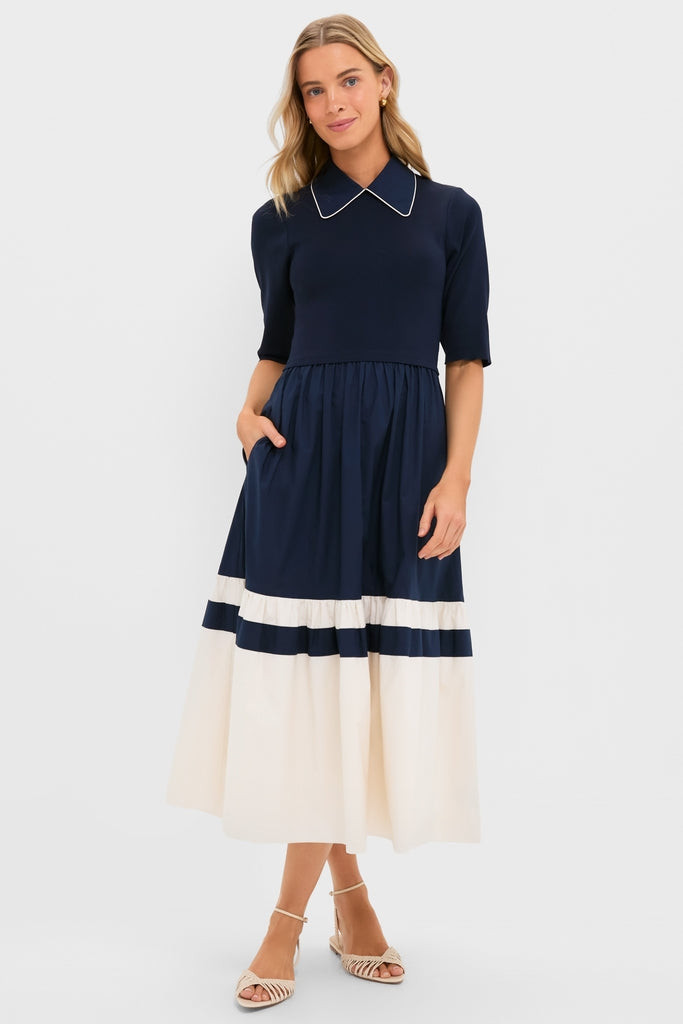 Navy Short Sleeve Marina Dress | Tuckernuck (US)