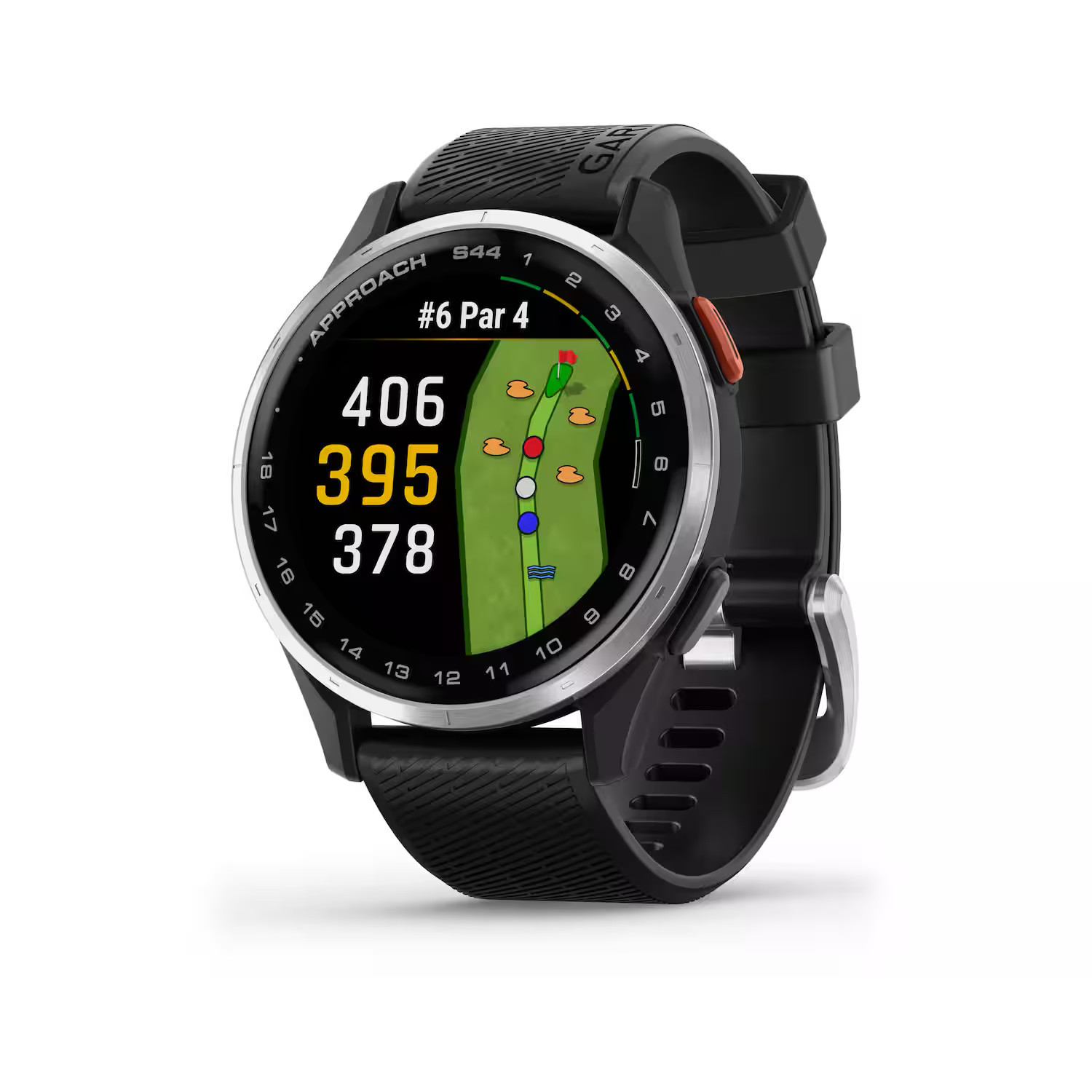 Garmin - Approach S44 GPS Smartwatch 43mm Anodized Aluminum - Silver Aluminum Bezel with Black Silicone Band - (2025) | Best Buy U.S.