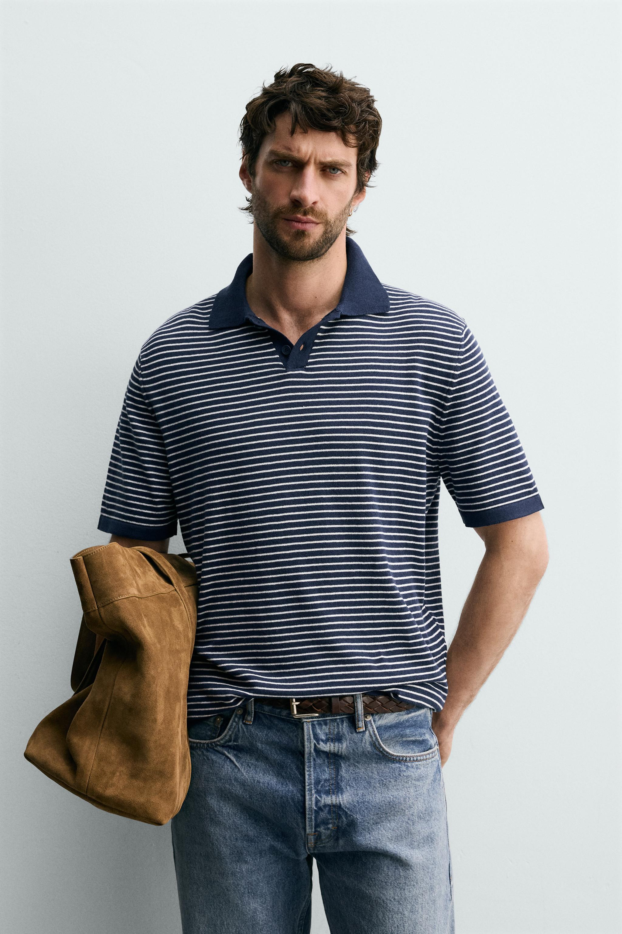 STRIPED JACQUARD KNIT POLO | Zara US
