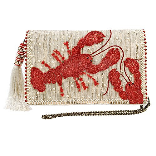 MARY FRANCES You Are My Lobster Beaded-Embroidered Raw Silk Novelty Crossbody Clutch Handbag | Amazon (US)