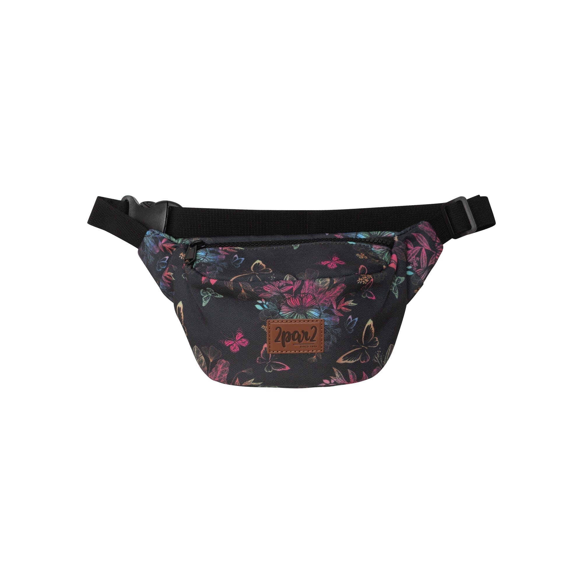 Printed Fanny Pack Pink & Black Butterflies | Deux par Deux Childrens Designer Clothing