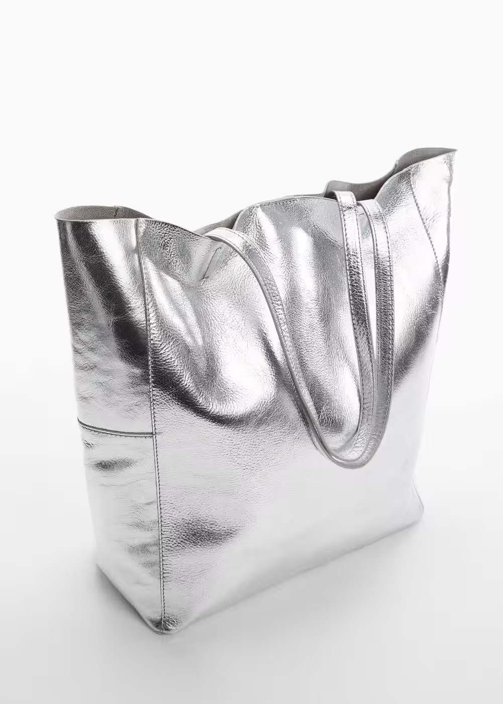 Leather shopper bag -  Women | Mango USA | MANGO (US)