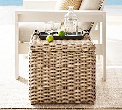 Huntington Wicker Square Outdoor Storage Cube (21") | Pottery Barn (US)