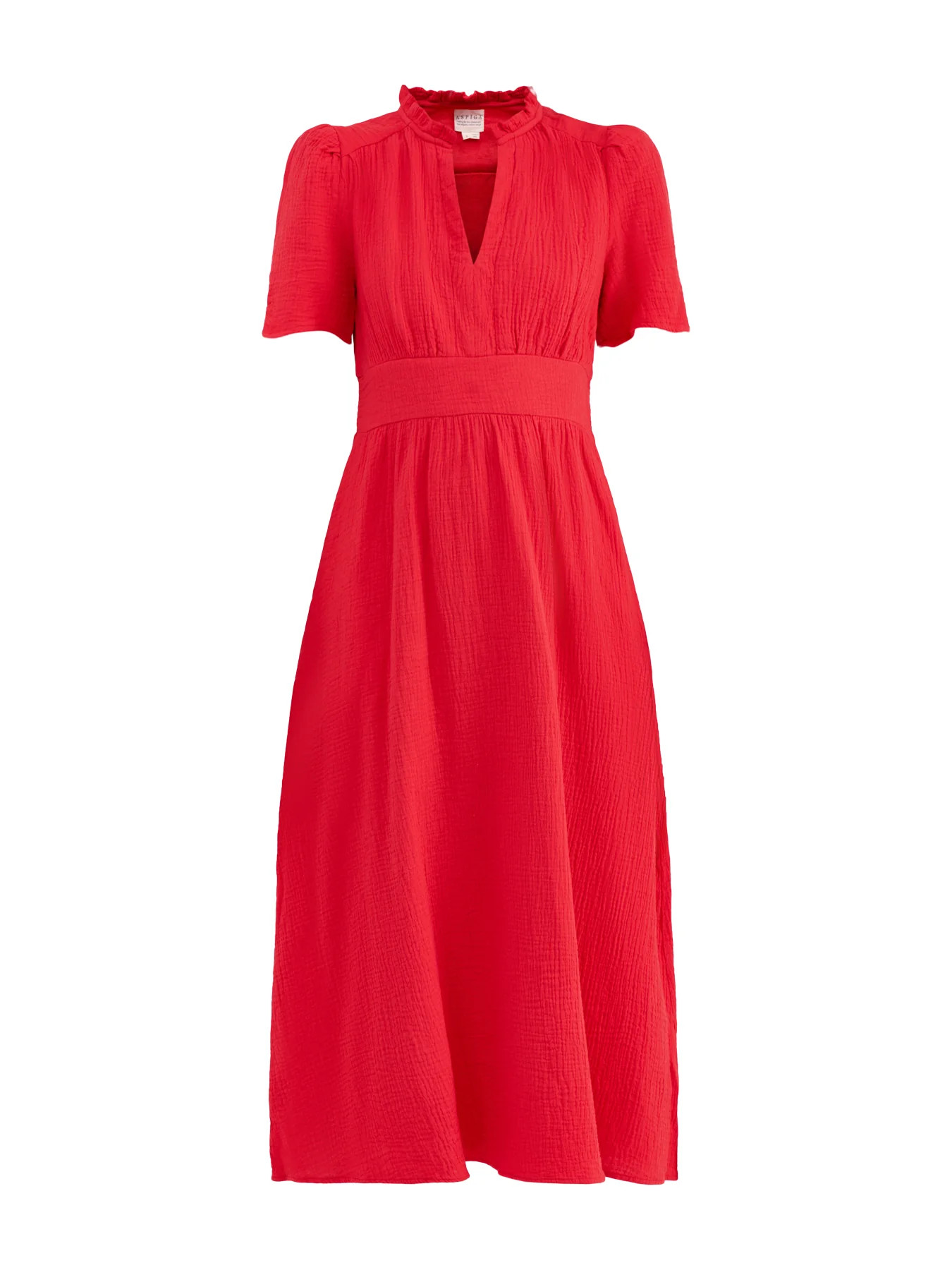 Esha Organic Cotton Cheesecloth Midi Dress Red | Fenwick UK