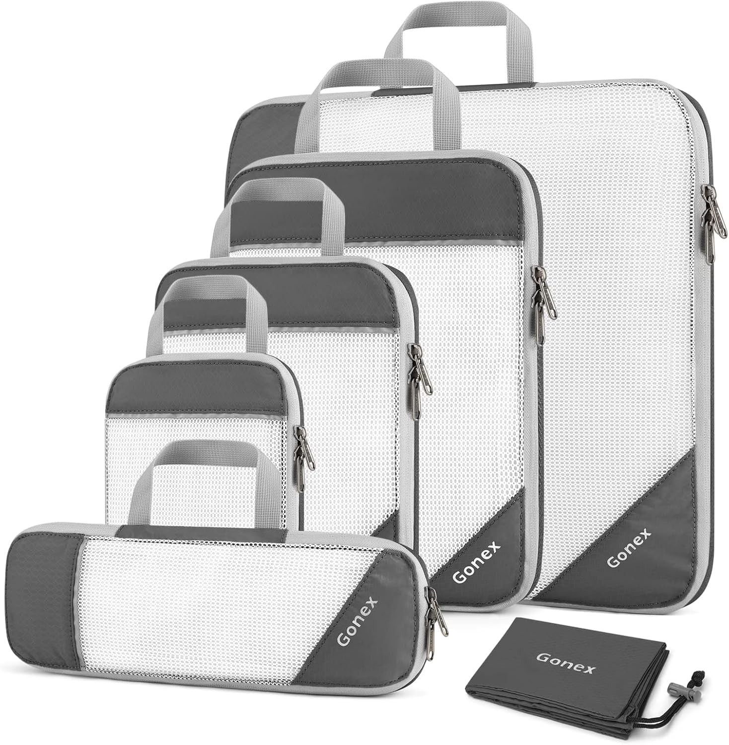 Gonex Compression Packing Cubes for Travel, Mesh Bags Luggage Organizers | Amazon (US)